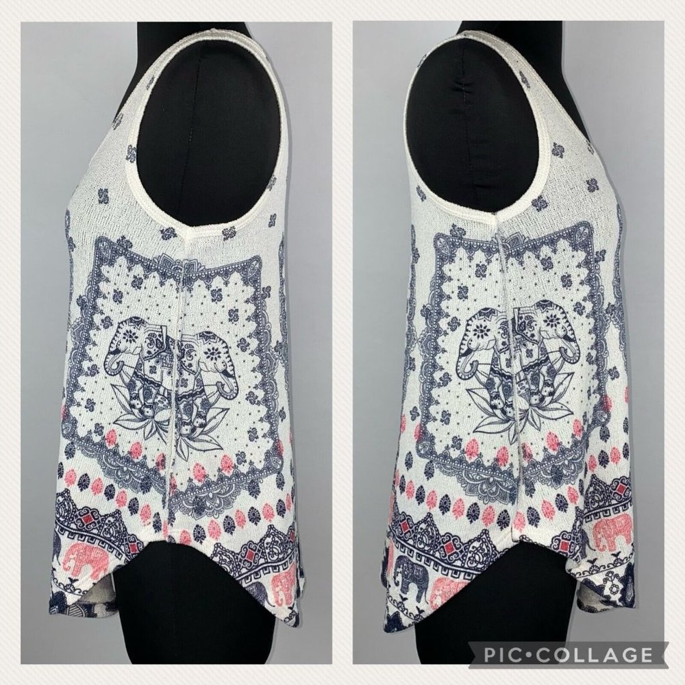 Scotty S Multicolor Knit Patterned Tank Top Rounded Hems - Picture 5 of 12